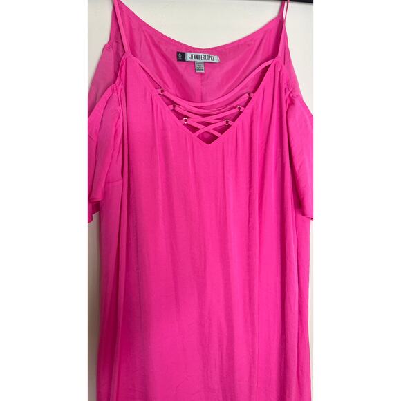 Jennifer Lopez Pink cold shoulder strappy sundress 1X  New - Picture 4 of 11